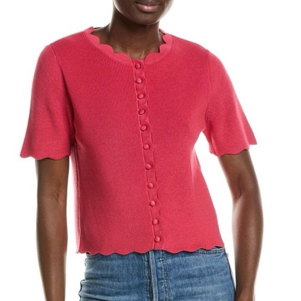 CeCe Scallop Edge knit Top Medium